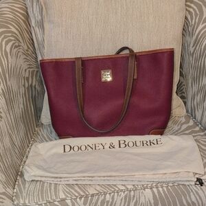 Dooney & Bourke Wine Colored Pebble Leather Tote And Dust Bag